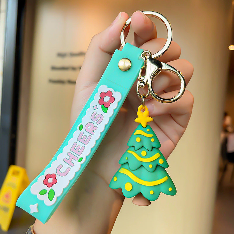 Wholesale Christmas Series Cartoon Elk Socks Silicone Keychain